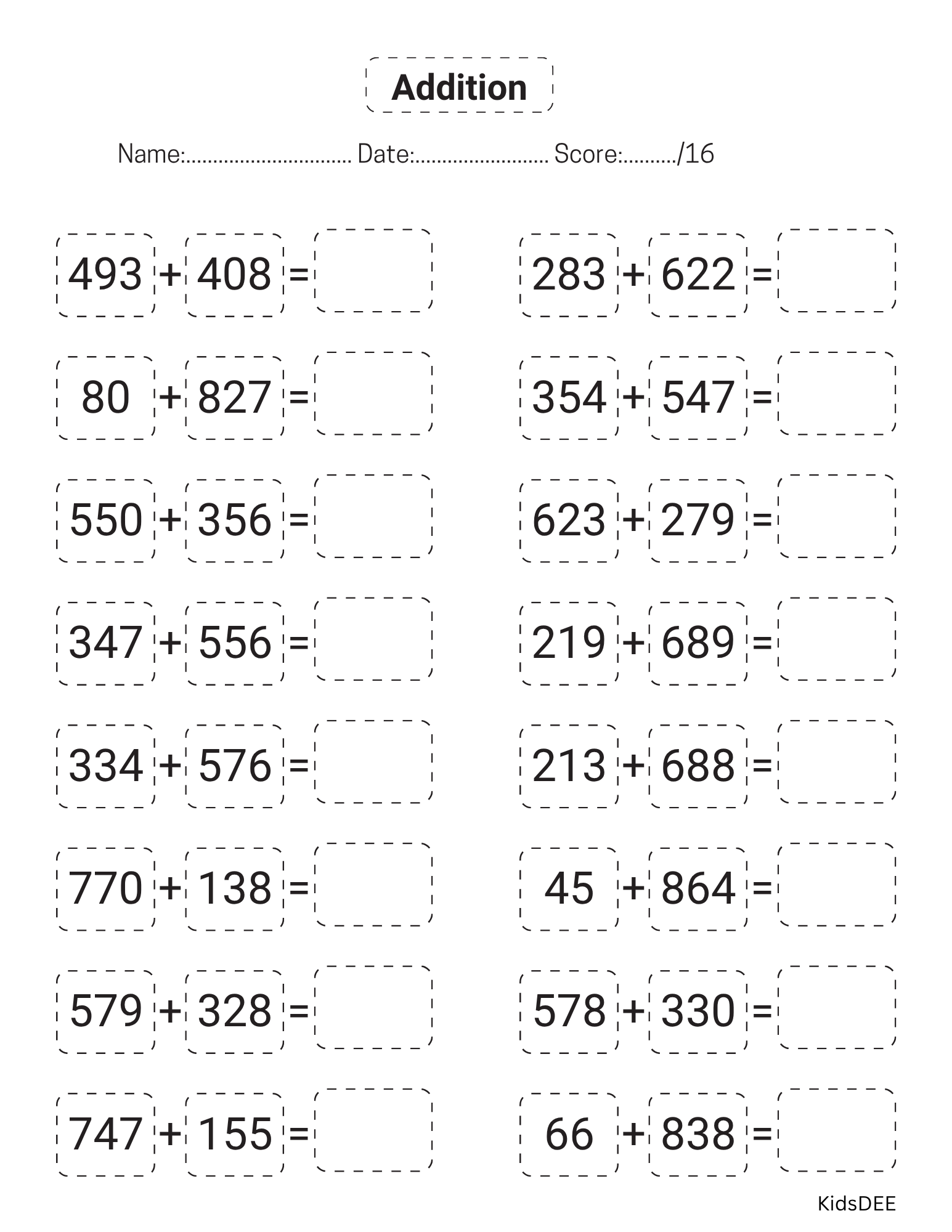 Fun & Engaging Math Addition Workbook for Kids – 131 Pages with Answers