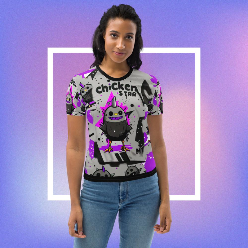 Camiseta all over print dama POLLOS ENCUBIERTOS 1
