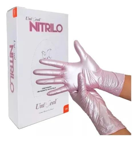 Guantes de nitrilo Rosa 100pz UNISEAL