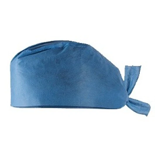 Gorro para cirujano de tela SMS 30g azul paquete con 100 piezas.