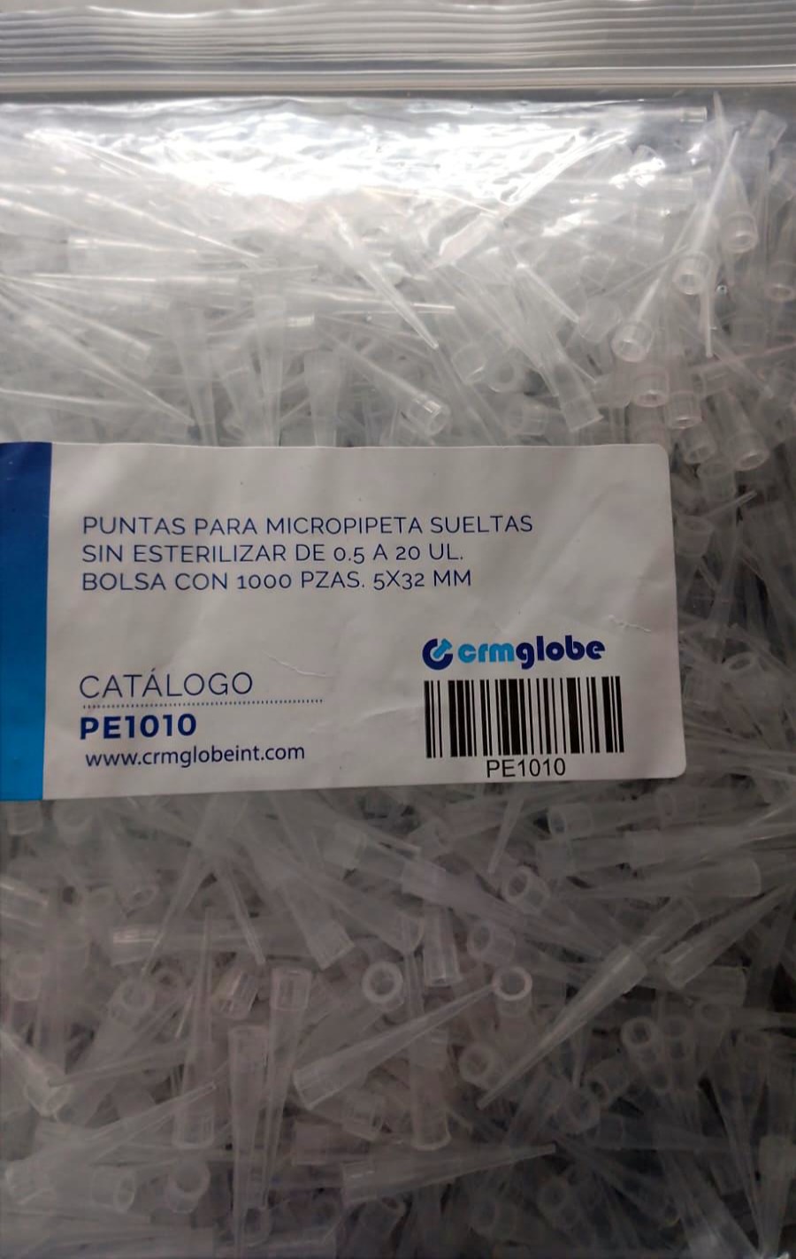 Puntas blancas de pipeta de 10 µl CRM GLOBE