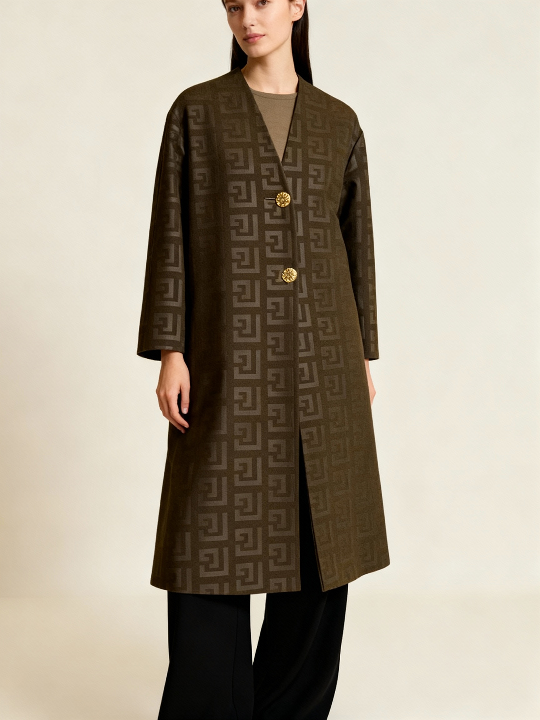Geometric Pattern Long Coat