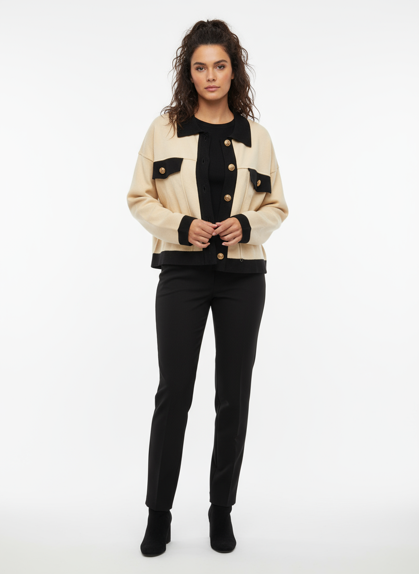 Two-tone Buttoned Jacket