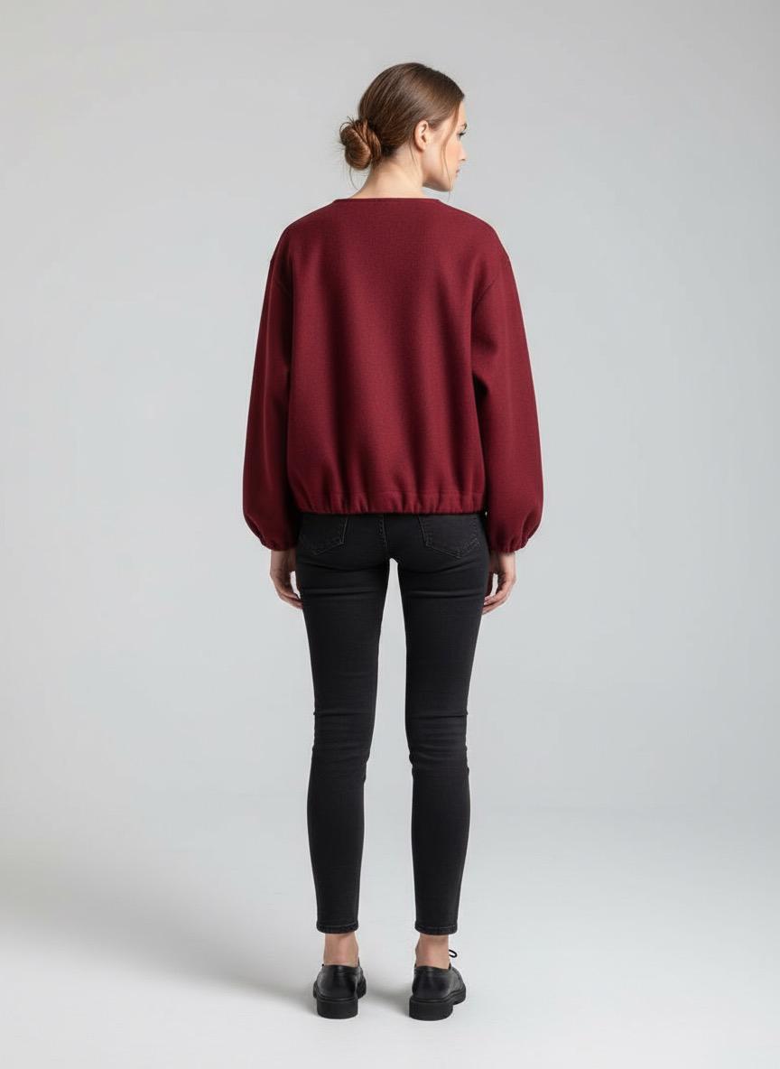 Women's Burgundy Bomber Jacket