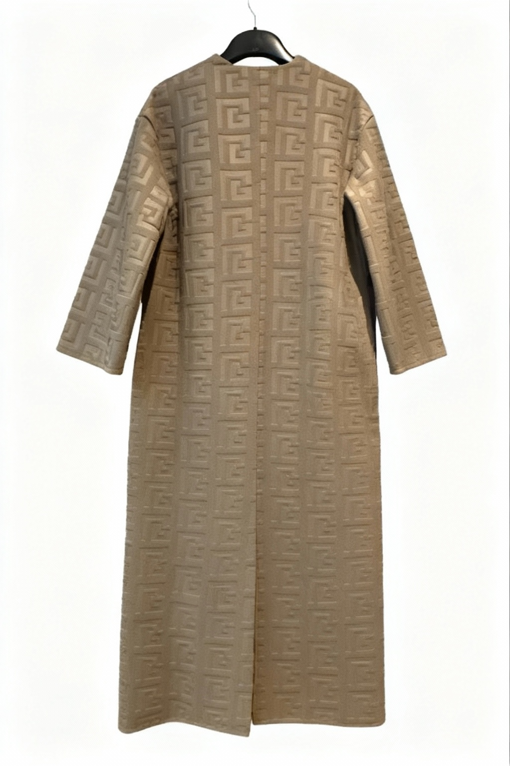 Beige Embossed Long Coat