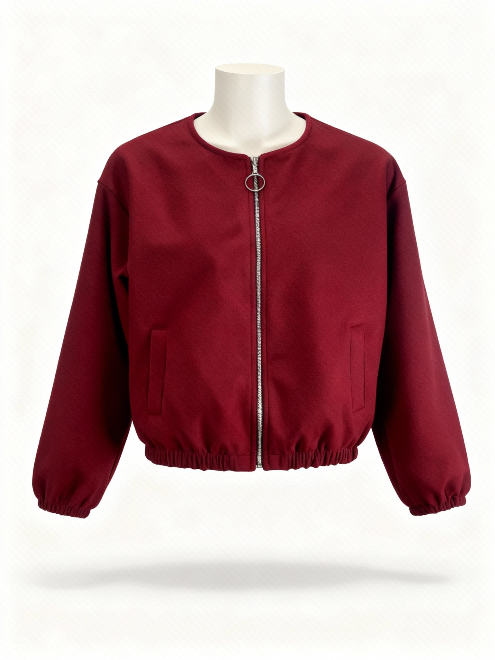 Women's Burgundy Bomber Jacket