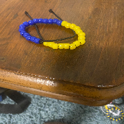 Blue and yellow beaded bracelet