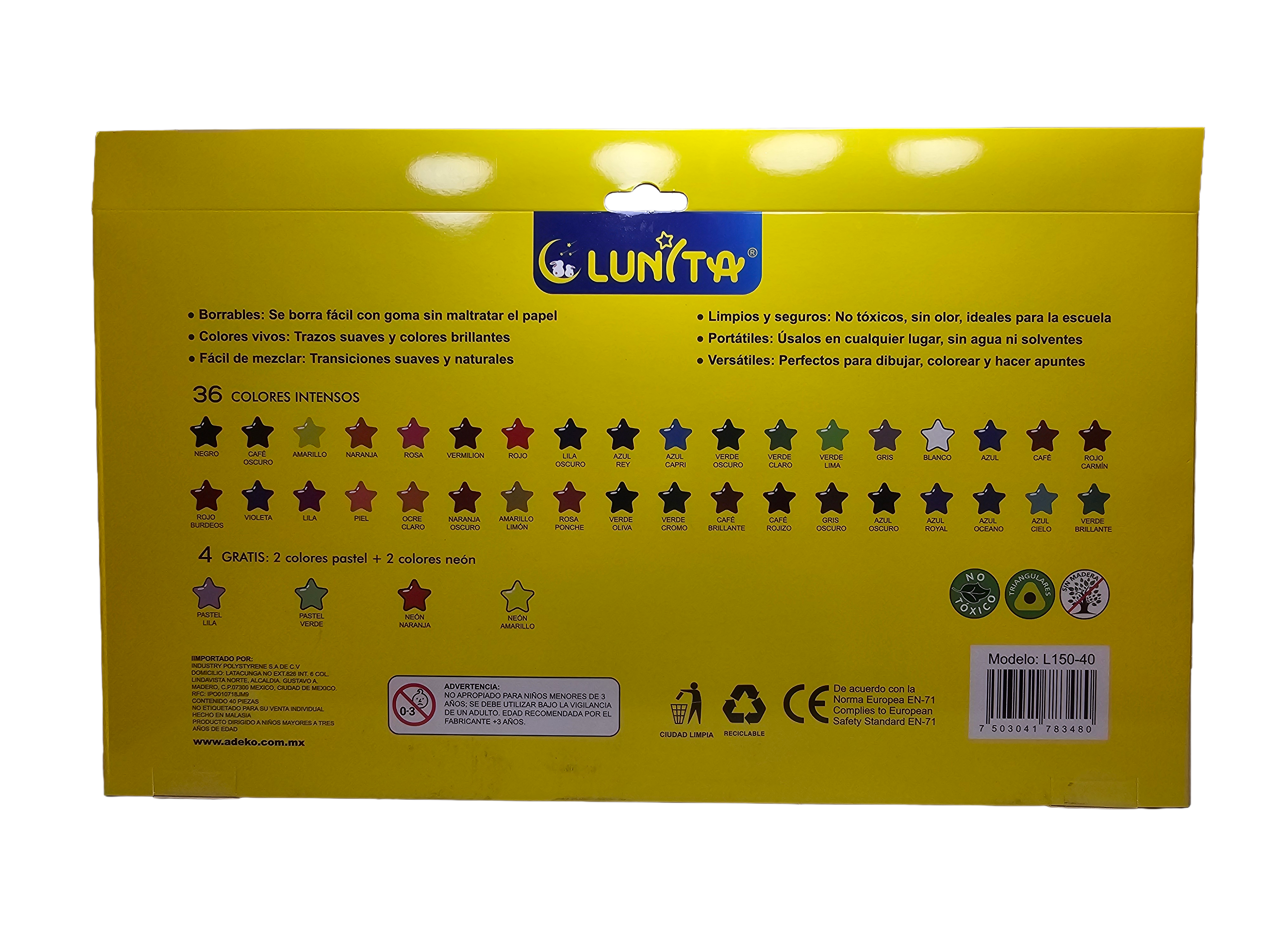 Colores borrables Lunita 40 piezas