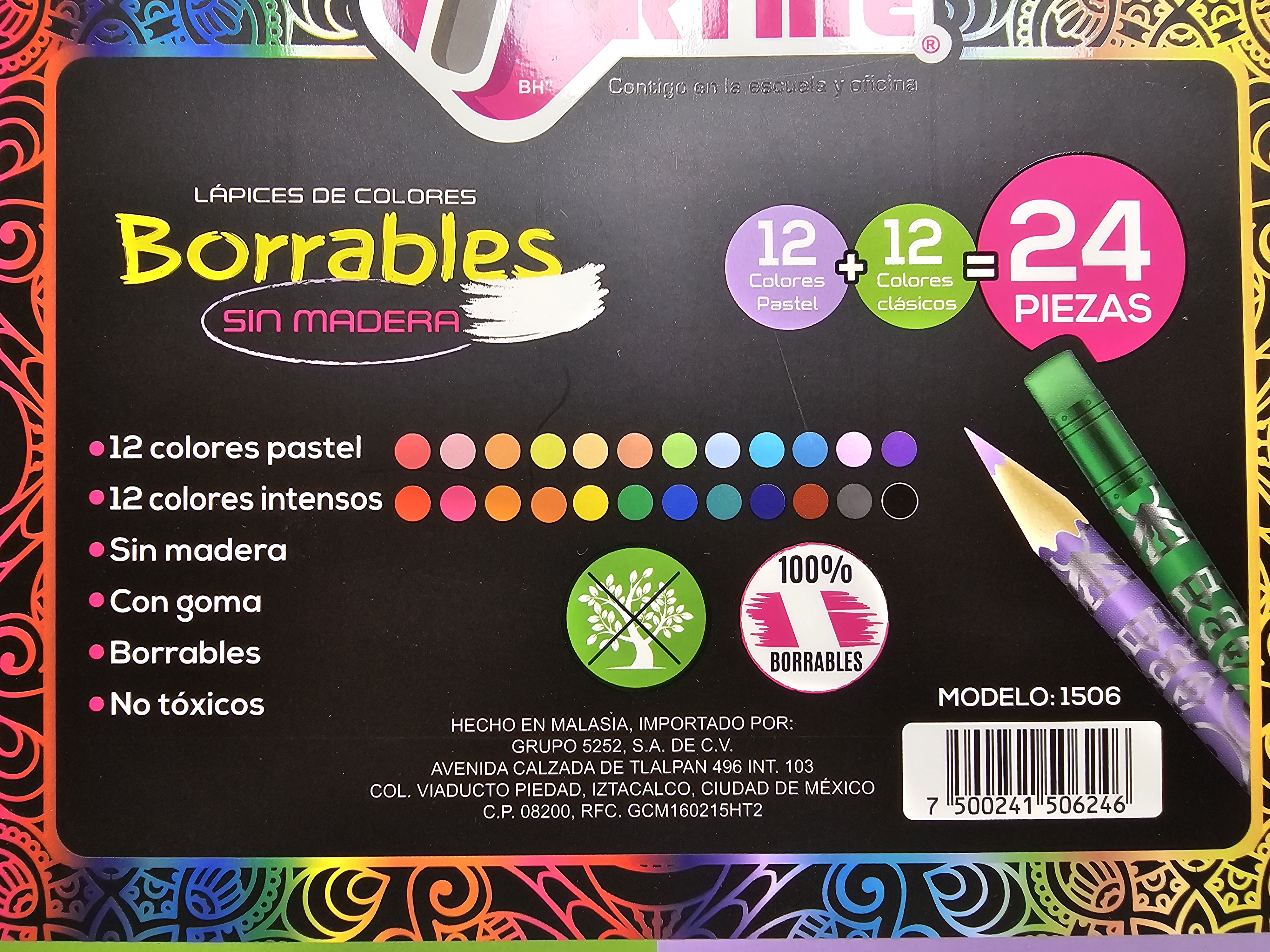 Colores borrables sin madera