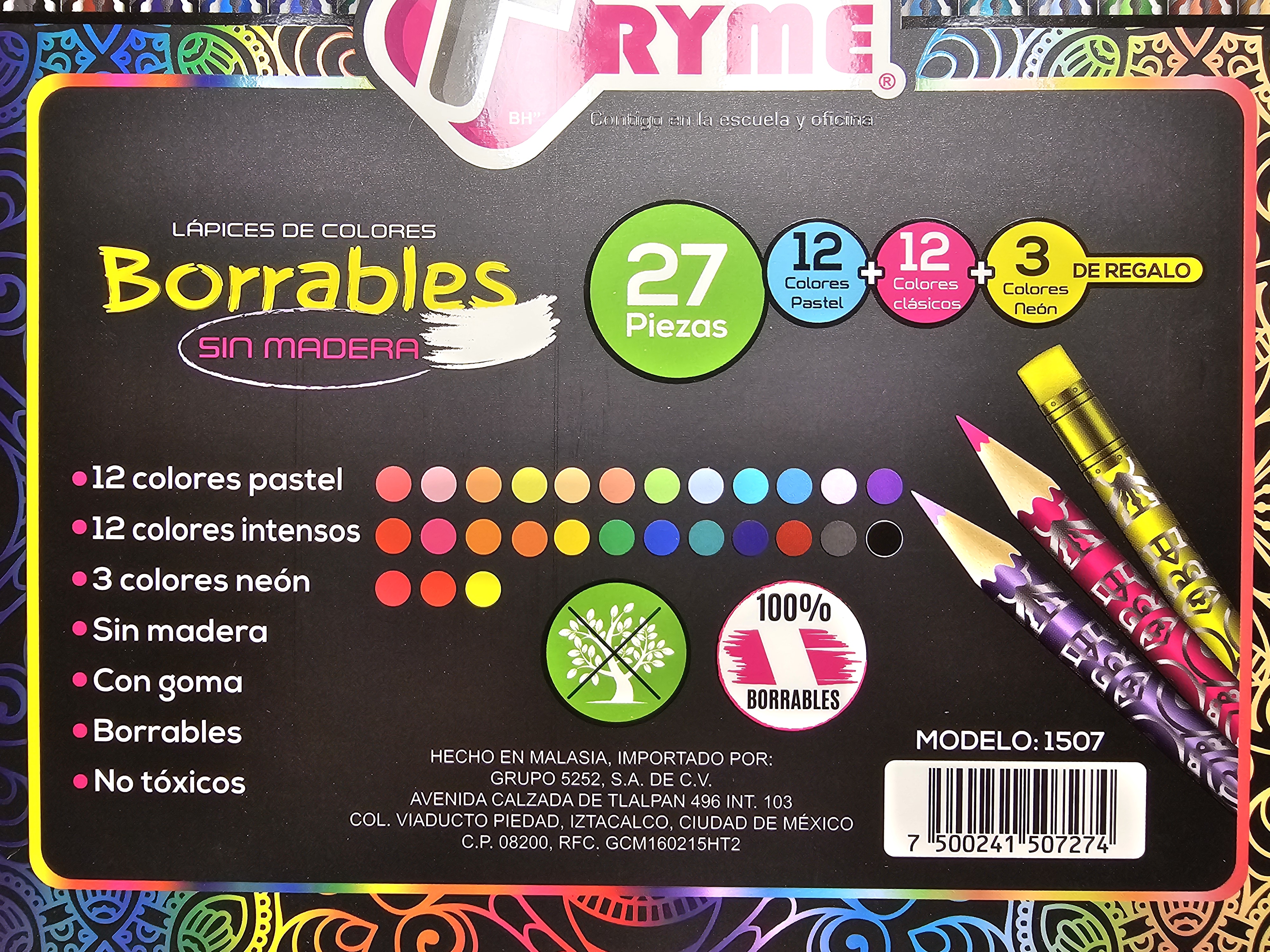 Colores borrables sin madera