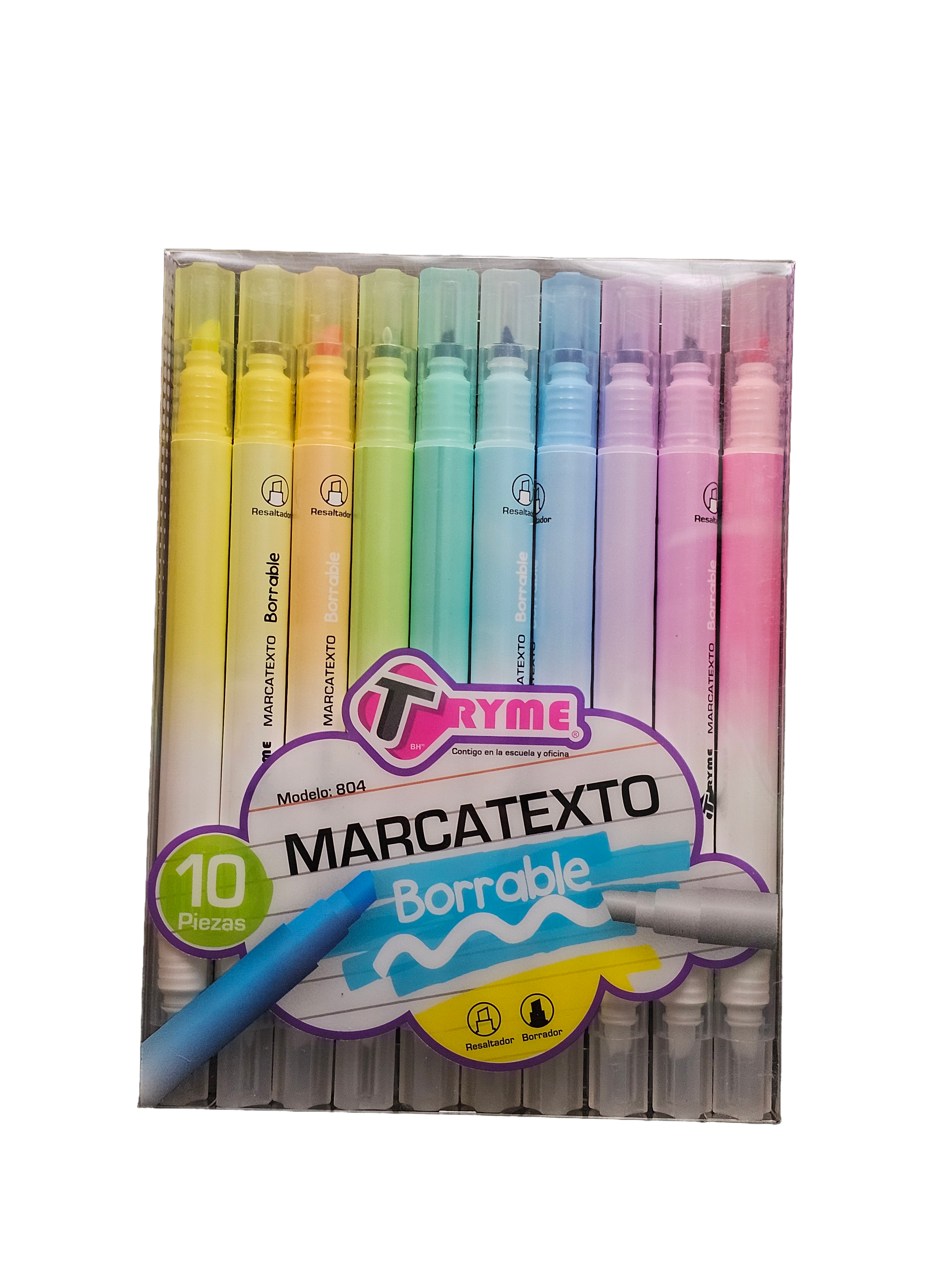 Marcatextos Borrables Tryme 10 piezas
