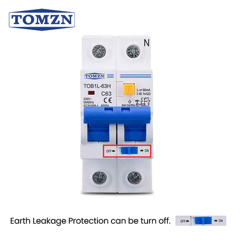 Tomzn 63 Amp RCBO – Reliable Residual Current Breaker with Overcurrent & Leakage Protection