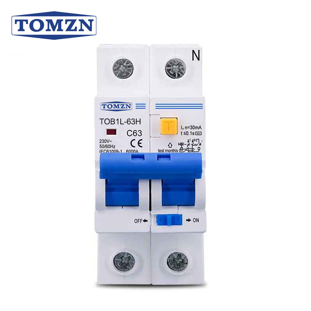 Tomzn 63 Amp RCBO – Reliable Residual Current Breaker with Overcurrent & Leakage Protection