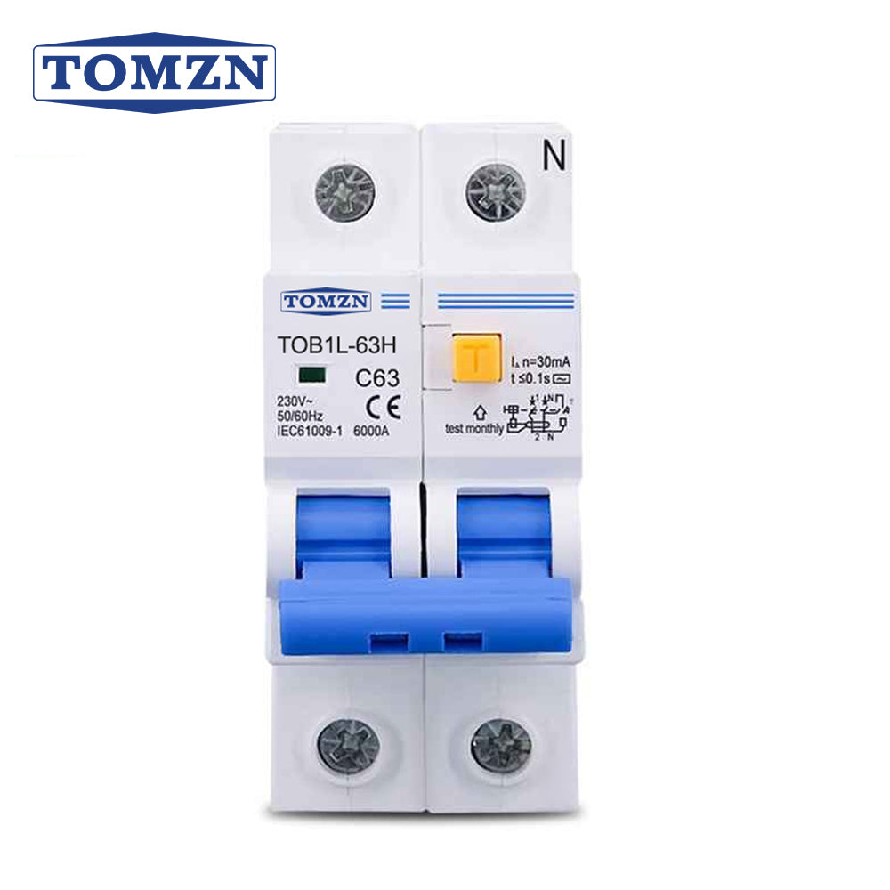 Tomzn 63 Amp RCBO – Reliable Residual Current Breaker with Overcurrent & Leakage Protection