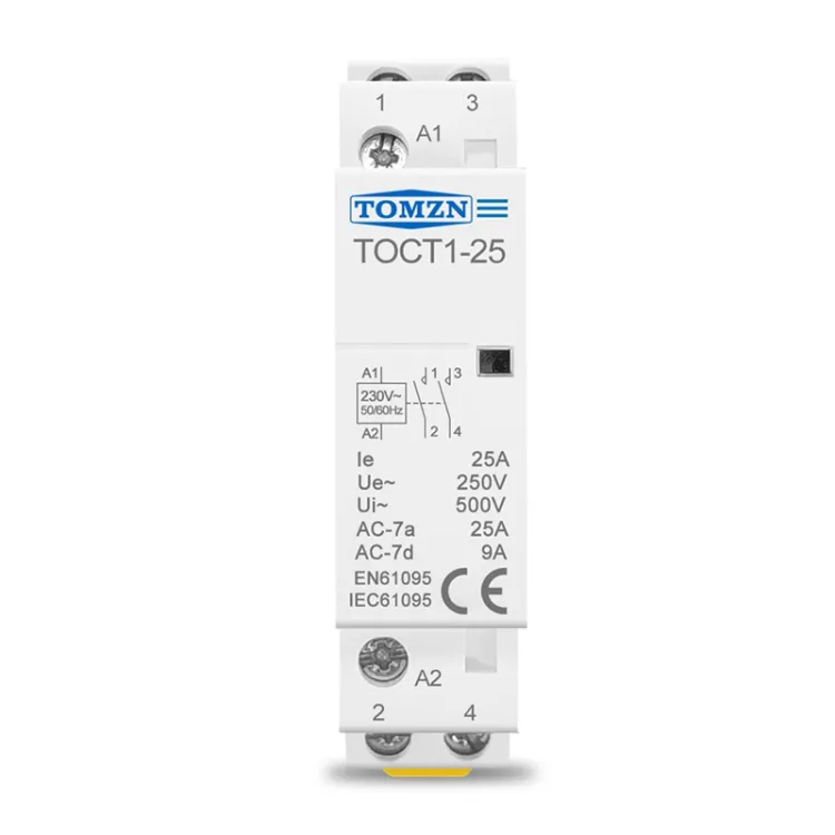 Tomzn TOCT1-25 Contactor 2P 25A 220V Din Rail Ac Modular Contactor