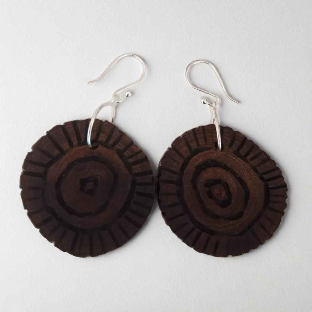 Handcrafted Wooden Earrings – Sun Circles