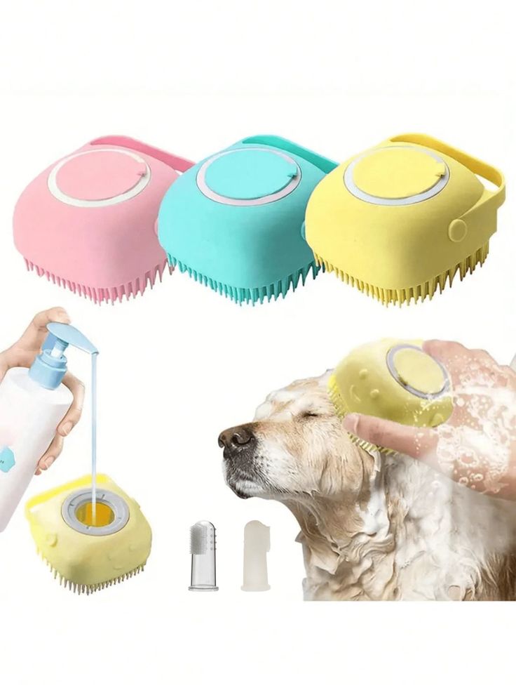 Pet Bath Brush with Shampoo Dispenser