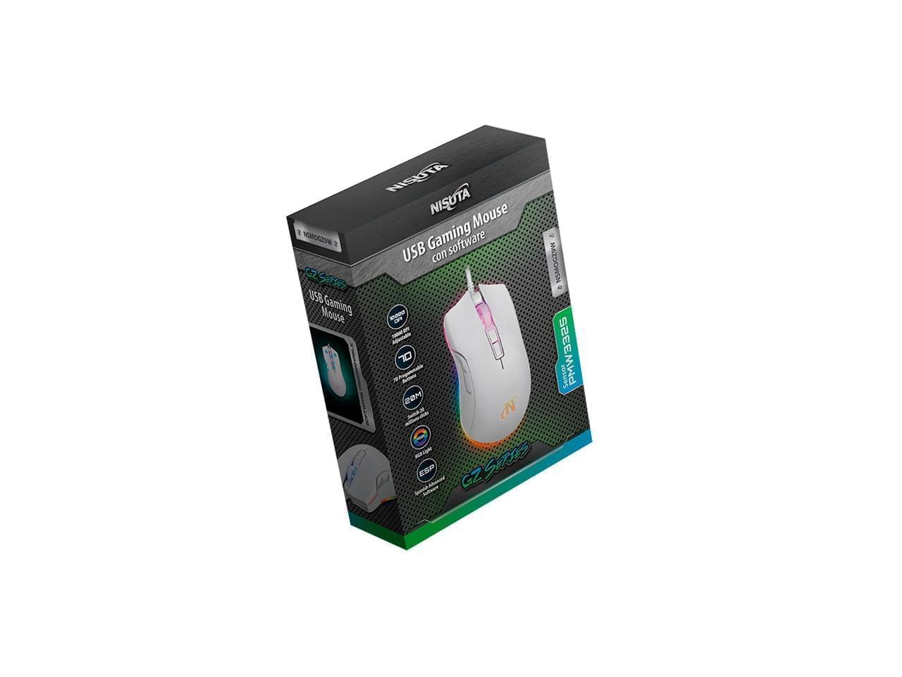 MOUSE GAMING USB NISUTA WHITE