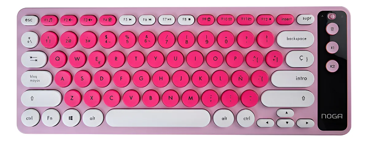 Teclado Noga Receptor Bluetooth C/soporte Celular Q30 Rosa Rosa Español
