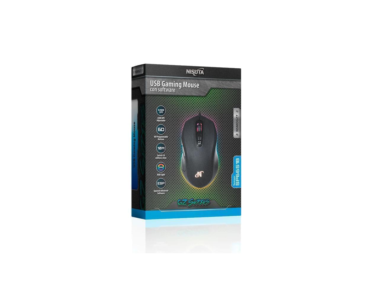 MOUSE GAMING USB NISUTA BLACK