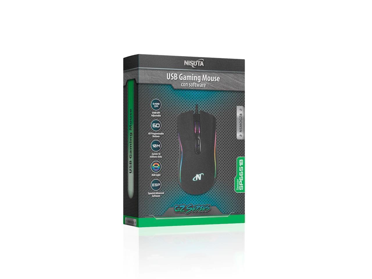 MOUSE GAMING USB NISUTA BLACK