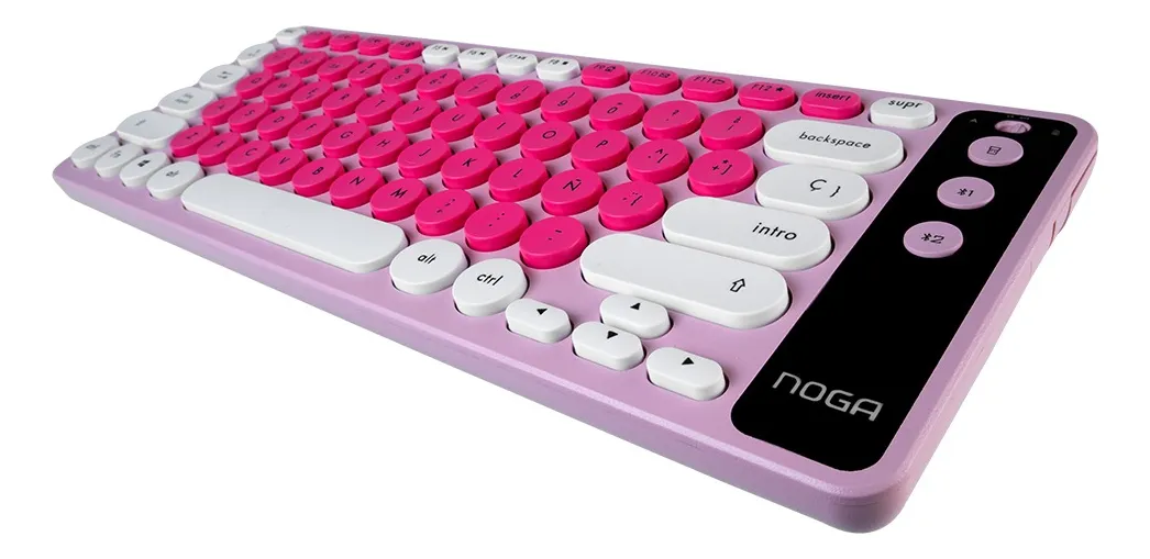 Teclado Noga Receptor Bluetooth C/soporte Celular Q30 Rosa Rosa Español