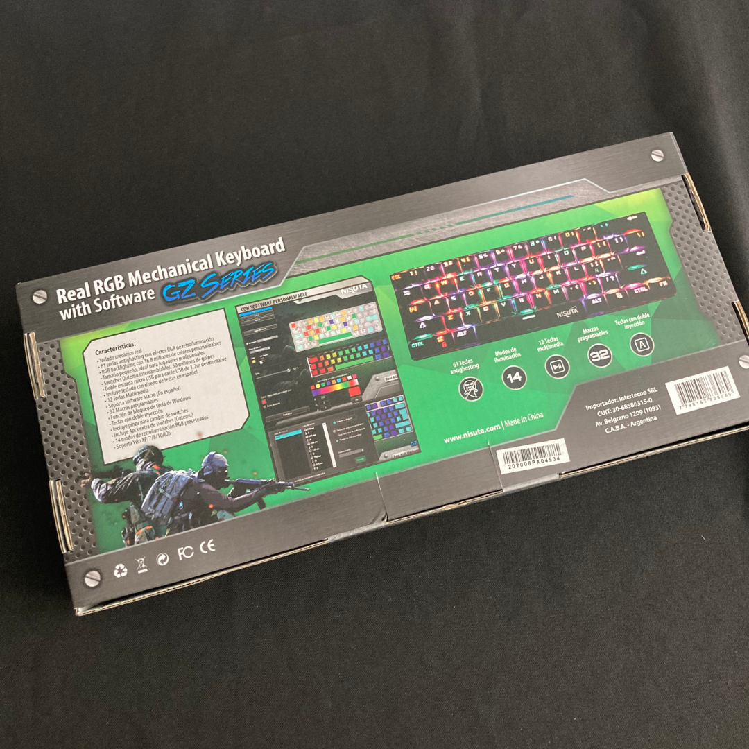 TECLADO GAMER NISUTA RGB MECANICO NSKBGZ61