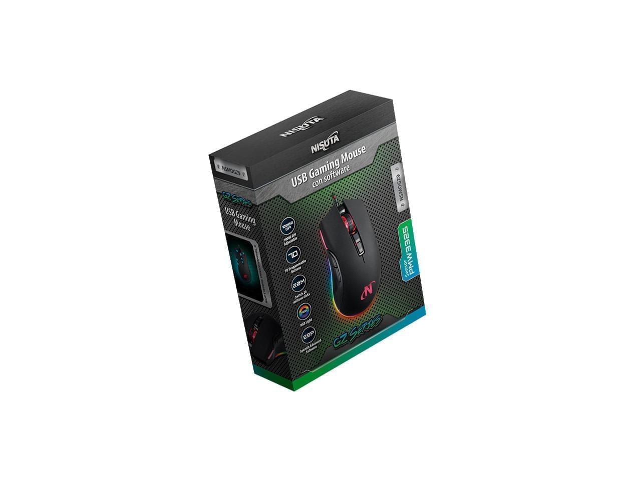 MOUSE GAMING USB NISUTA BLACK