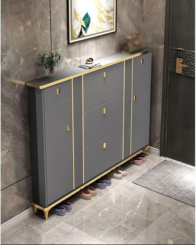 Modern Grey Entryway Shoe Cabinet