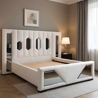 Modern Geometric Upholstered Bed Frame