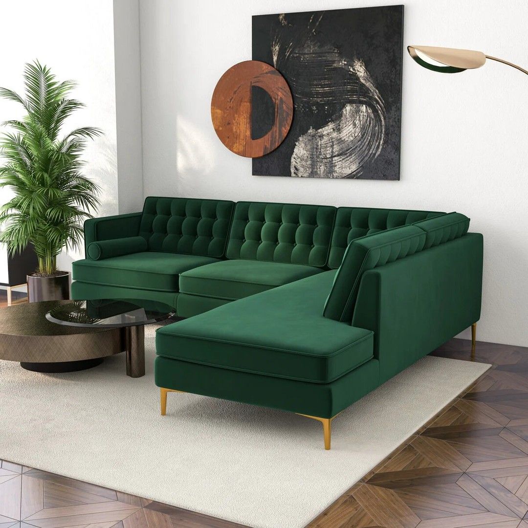 Luxe Velvet Sectional L Shape Sofa- 103