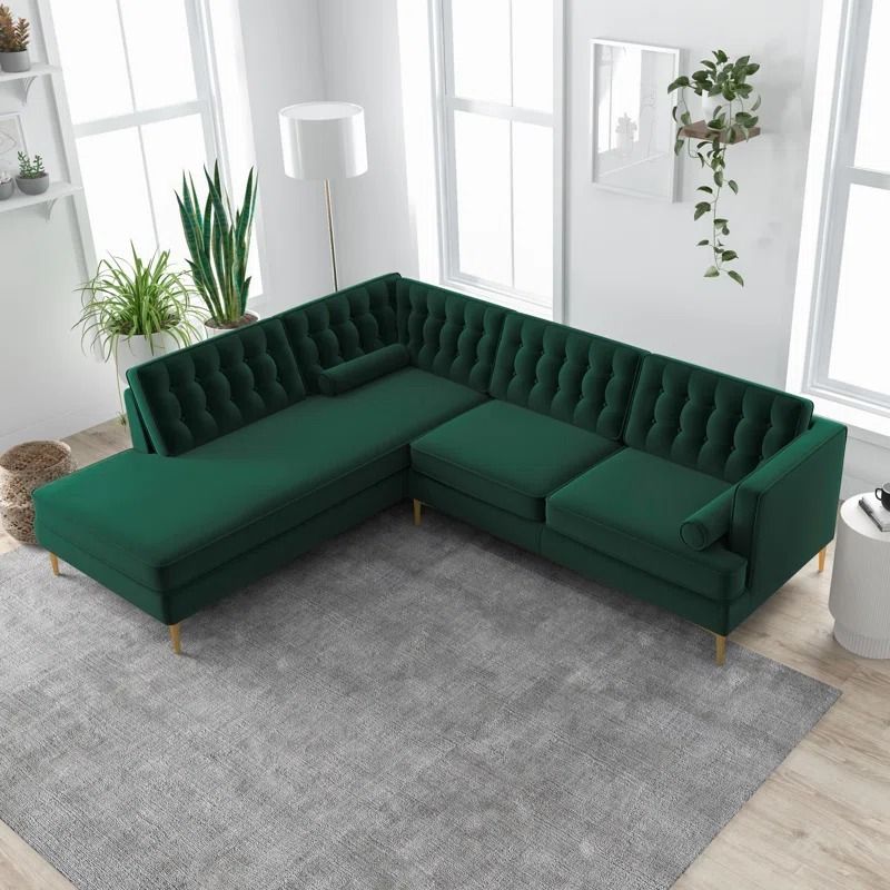 Luxe Velvet Sectional L Shape Sofa- 103