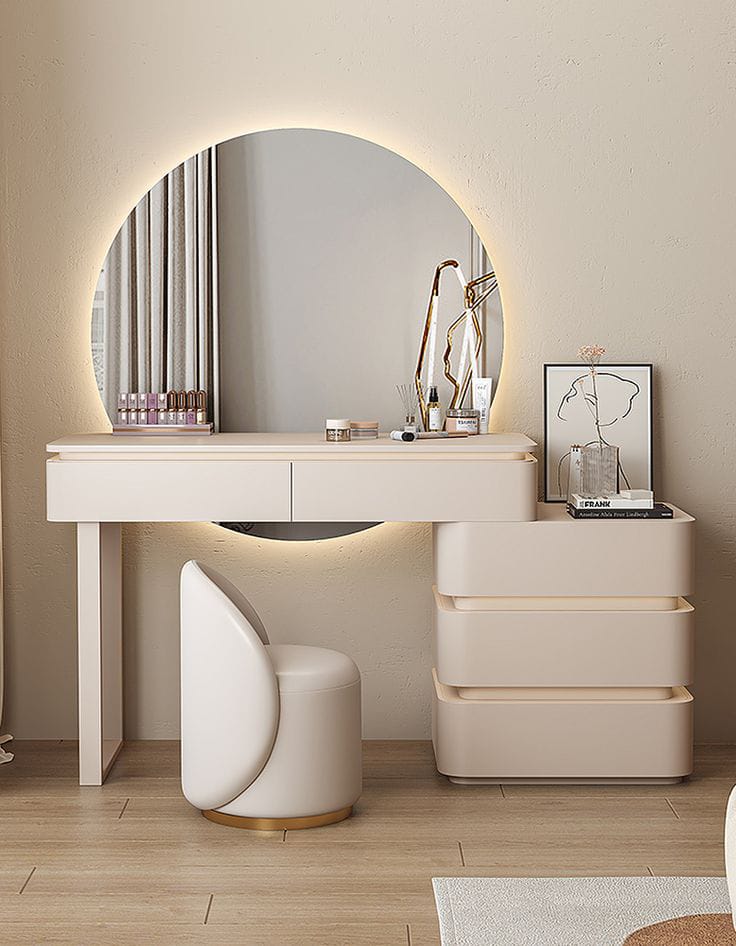 Classic Dressing Table with LED Lighted Mirrors