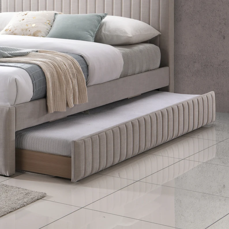 Modern Upholstered Bed with Pull-Out Trundle