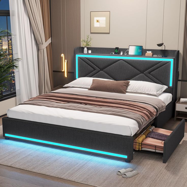 Erin Beauty LED Storage Bed