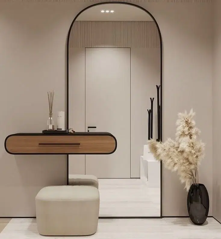 Luxury Arched Mirror Console with Floating Storage
