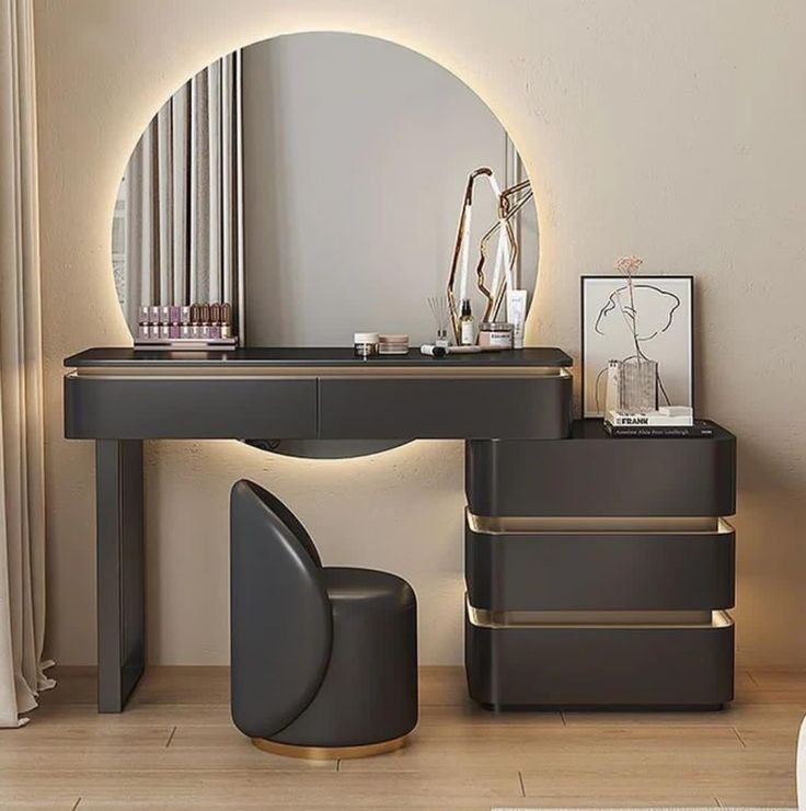 Classic Dressing Table with LED Lighted Mirrors