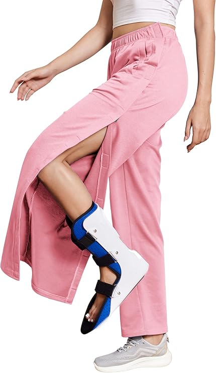Deyeek Tear Away Pants for Women Side Full Open Casual Sweatpants Adaptive Post Knee Hip Surgery Recovery Pants with Pockets