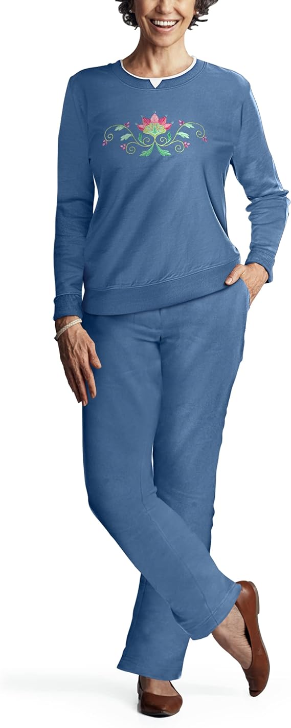 Pembrook Womens Sweat Suits Two-Piece - Ladies Sweatsuits Sets | Embroidered Fleece Sets for Women 2 Piece