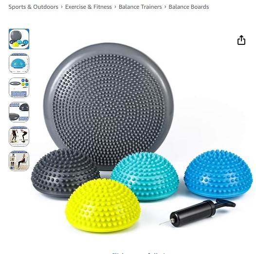 StrongTek Hedgehog Balance Pods with Hand Pump, Stability Balance Trainer Dots Plus Large Balance Pad, Core Body Balancing, Inflatable Stepping Pads, Sensory Wiggle Seats for Kids (Set of 5)