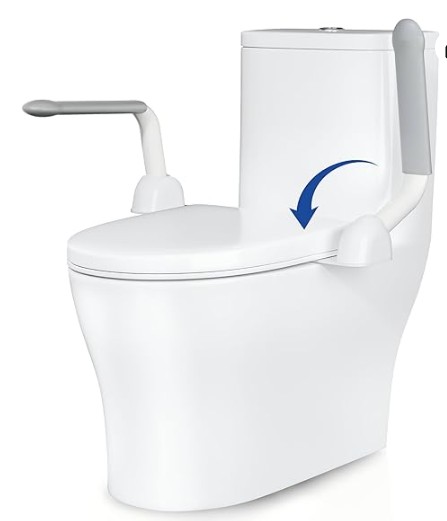PETOUCH Toilet Safety Rails for Seniors, Heavy Duty Toilet Rails with Foldable Handles, Space-Saving Toilet Assist Arms, Toilet Bars for Elderly, Pregnant, Mobility Impaired, Support Up to 480LBS