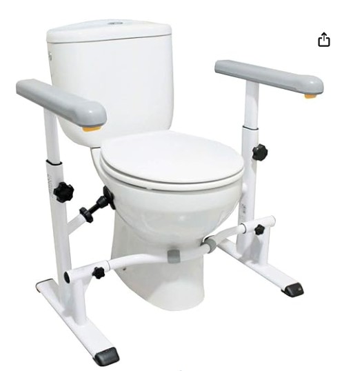 KMINA - Toilet Safety Rails for Seniors (330 lbs), Frame with Arms, Adjustable Height and Width, Grab Bars