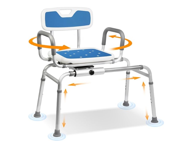 SCIAN Sliding Shower Chair with Eva Pad - 360° Swivel, Height Adjustable Shower Bench for Inside Tub & Secure Transfer Seat Supports Elderly, Disabled & Post-Surgery Use
