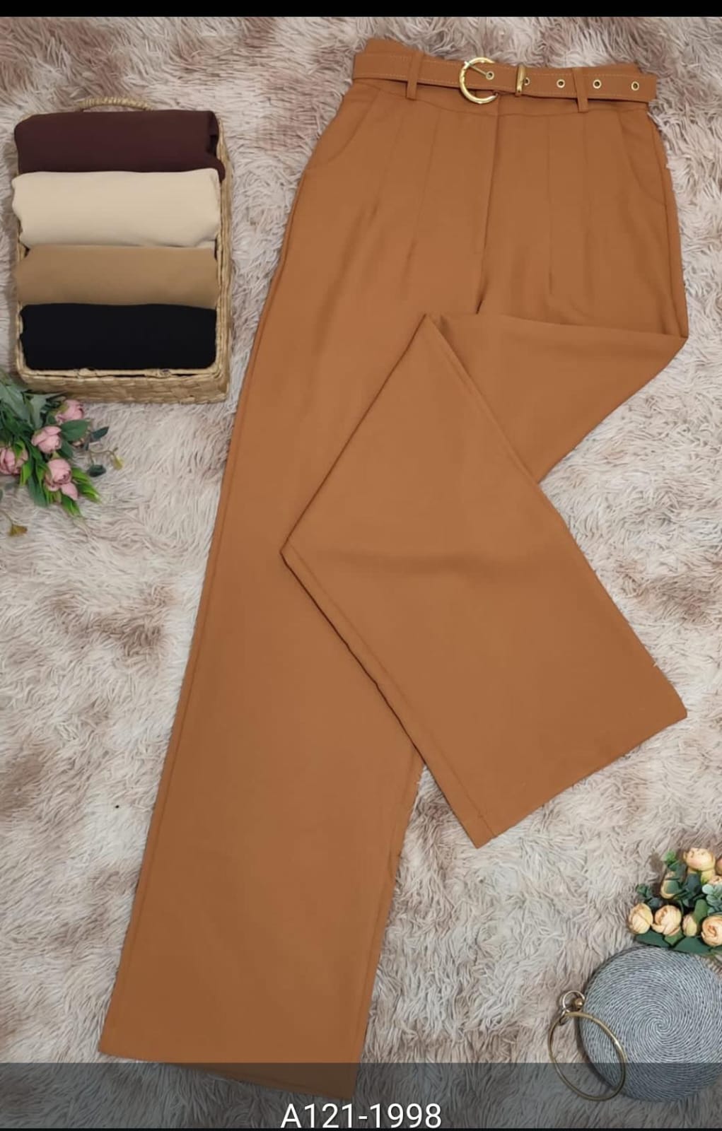 High-Waisted Straight Pants