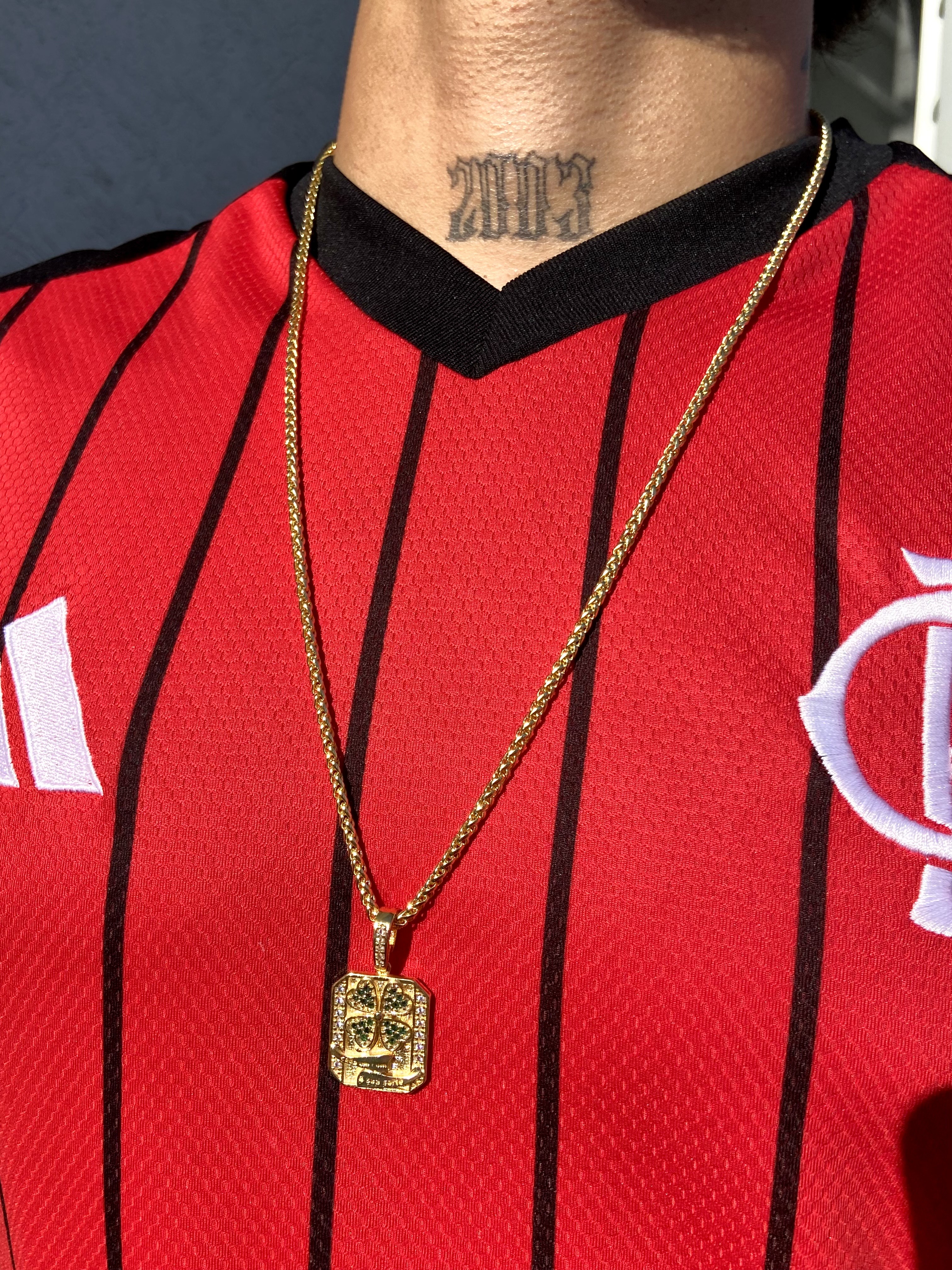 Corrente Peruara 3mm + Pingente trevo da sorte cravejado (M)