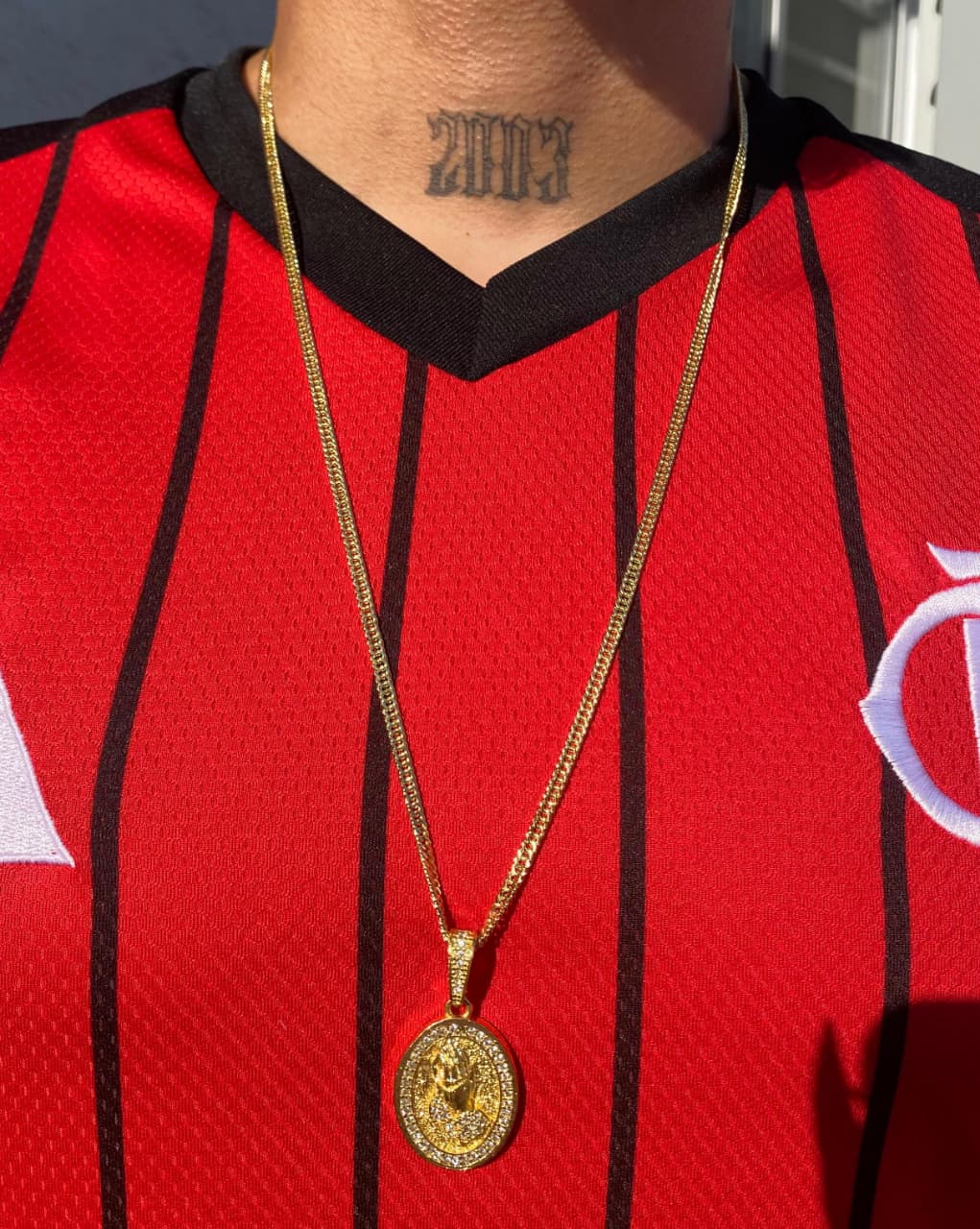 kit Colar double grumet 3,5mm + Pingente da fé com mãos cravejadas 