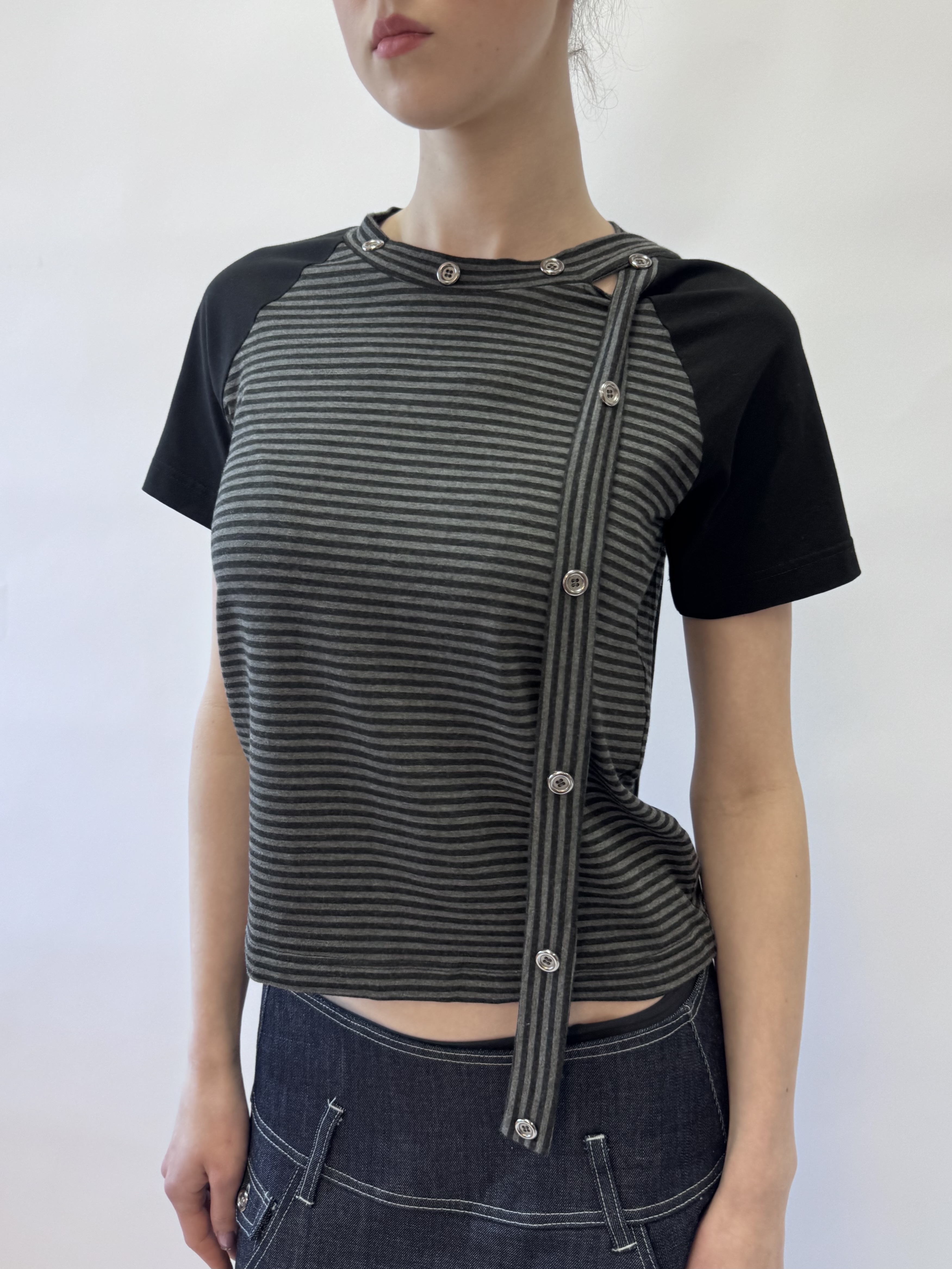 SCARF TOP STRIPED/BLACK