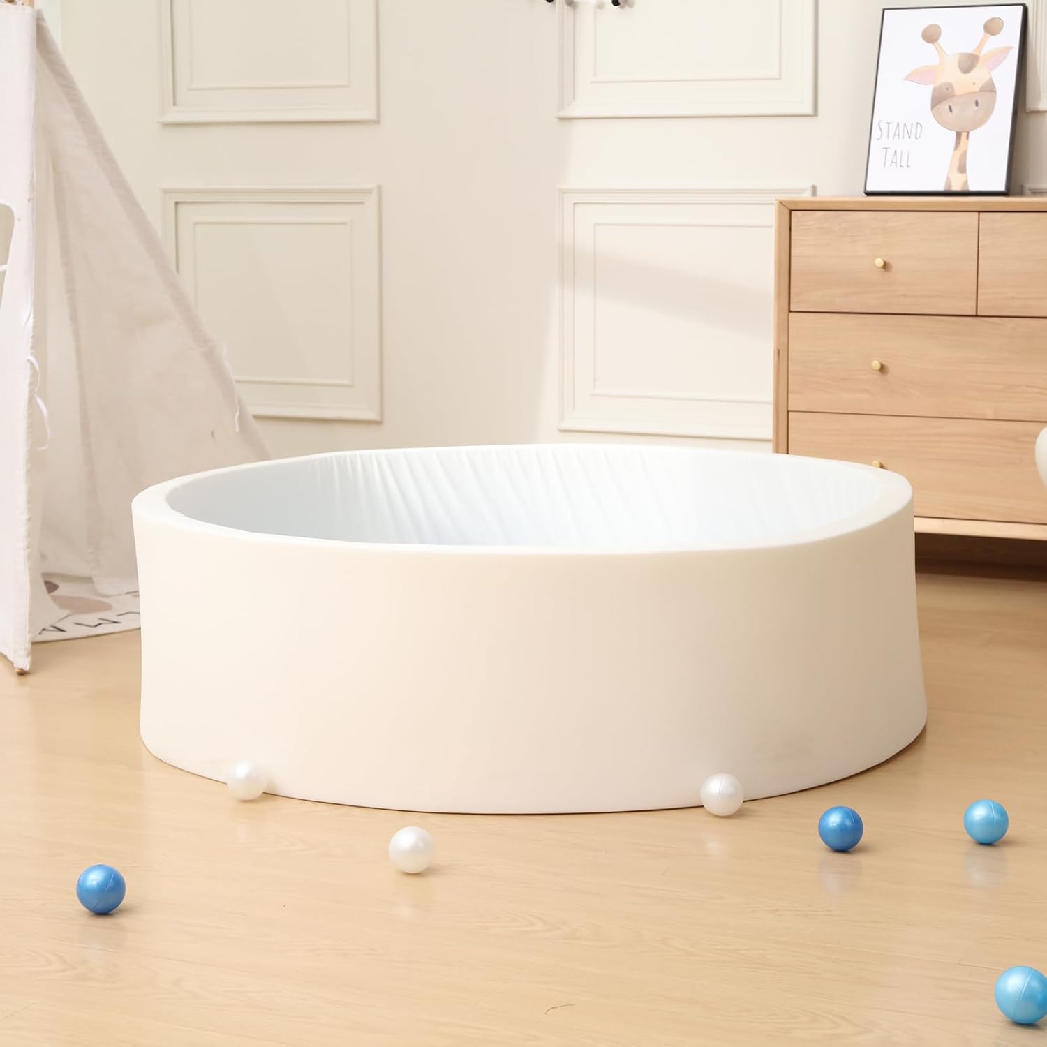 Baby Cream Soft Ball Pool for Toddlers (Balls not Included)