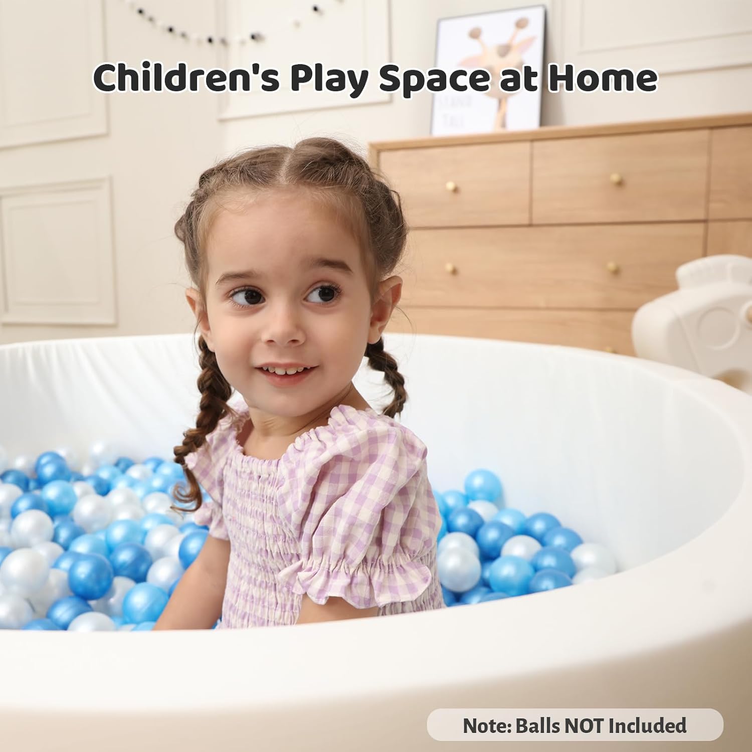 Baby Cream Soft Ball Pool for Toddlers (Balls not Included)