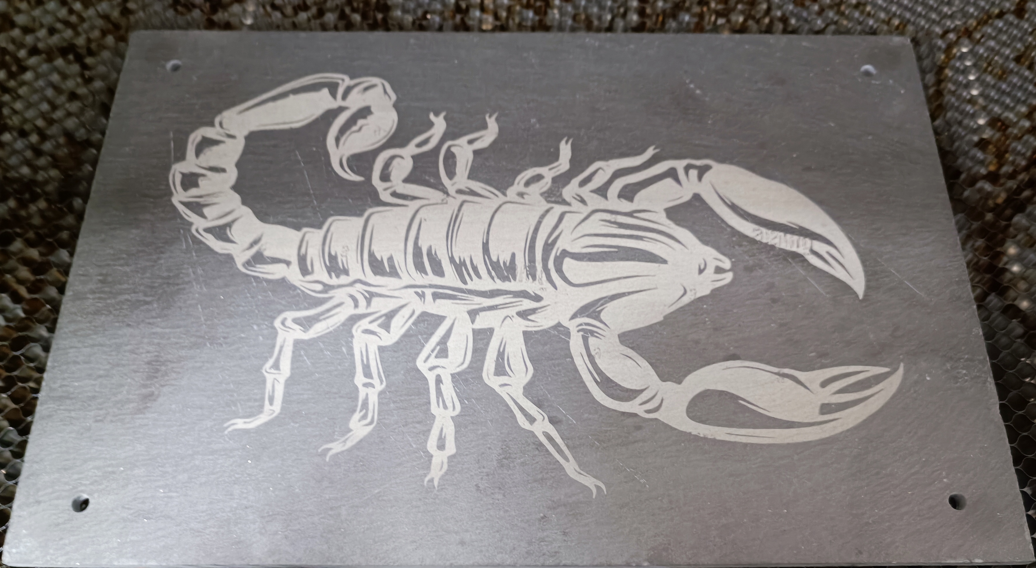 Plaque en ardoise avec motif de scorpion